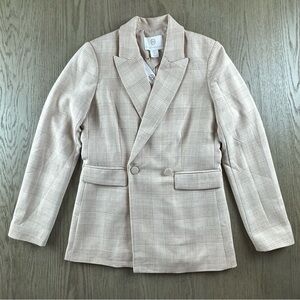 House of Harlow 1960 Plaid Cream & Tan Blazer | Small | NEW